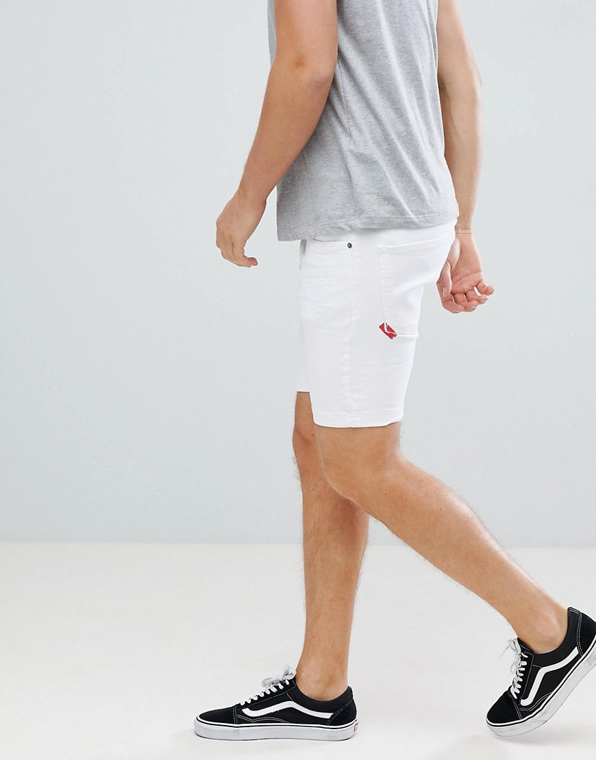 11 Degrees skinny denim shorts in white