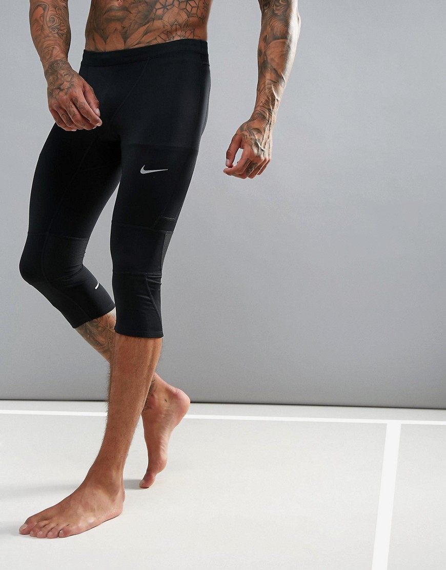 Черные леггинсы длиной 3/4 Nike Running Essential 644254-011 - Черный 