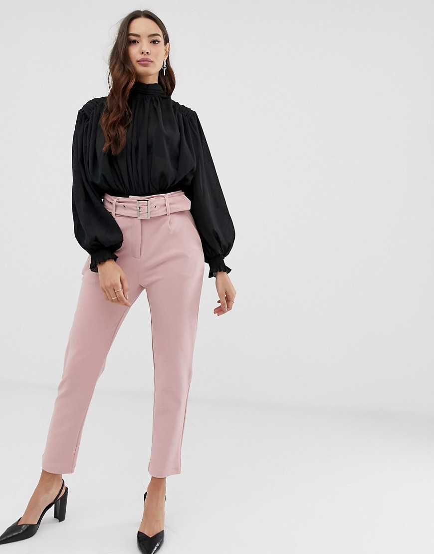 Girl In Mind buckle belted trousers