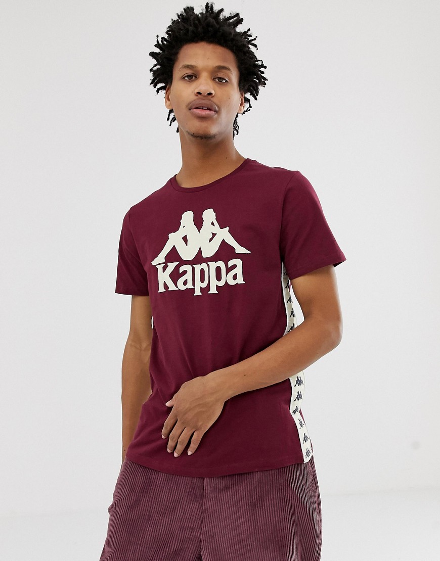 Kappa t-shirt with chest logo and banda taping in burgundy