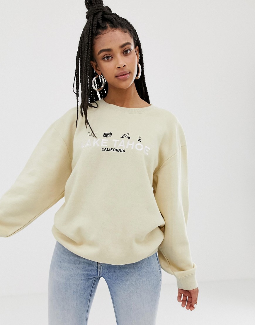 Daisy Street relaxed sweatshirt with lake tahoe embroidery