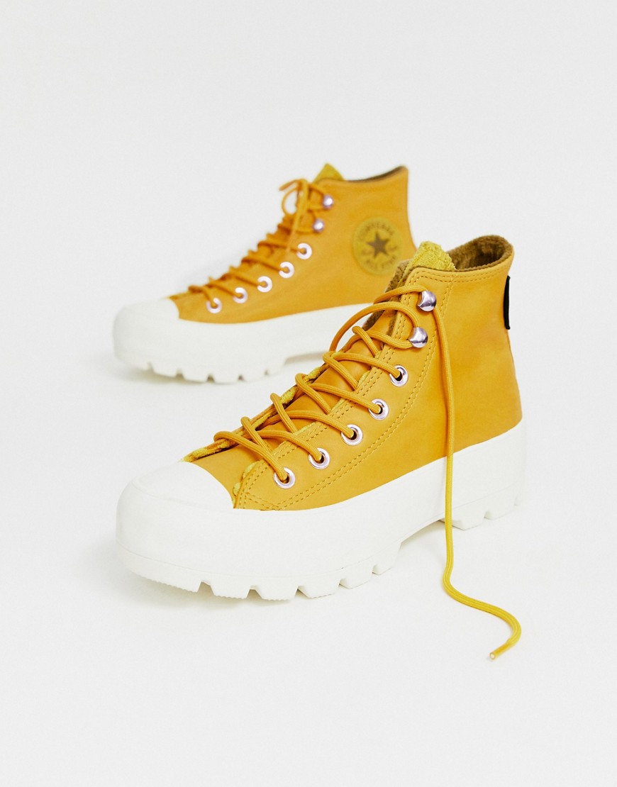 Converse Yellow Leather Goretex Hiker Hi Sneakers