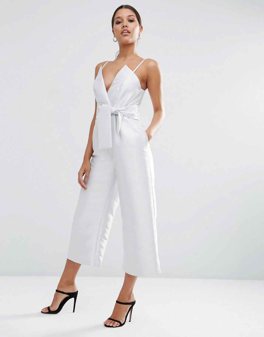 Image 4 of ASOS Occasion Bonded Satin Jumpsuit