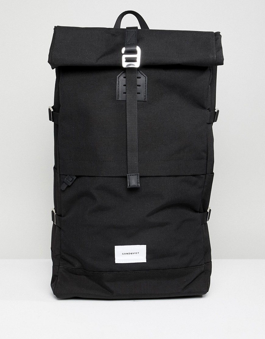 Sandqvist Bernt backpack with rolltop - Black