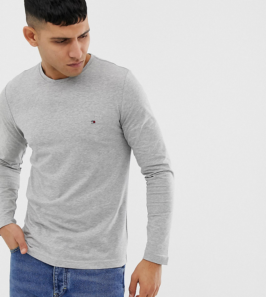 Tommy Hilfiger icon flag logo long sleeve top in grey marl Exclusive at ASOS