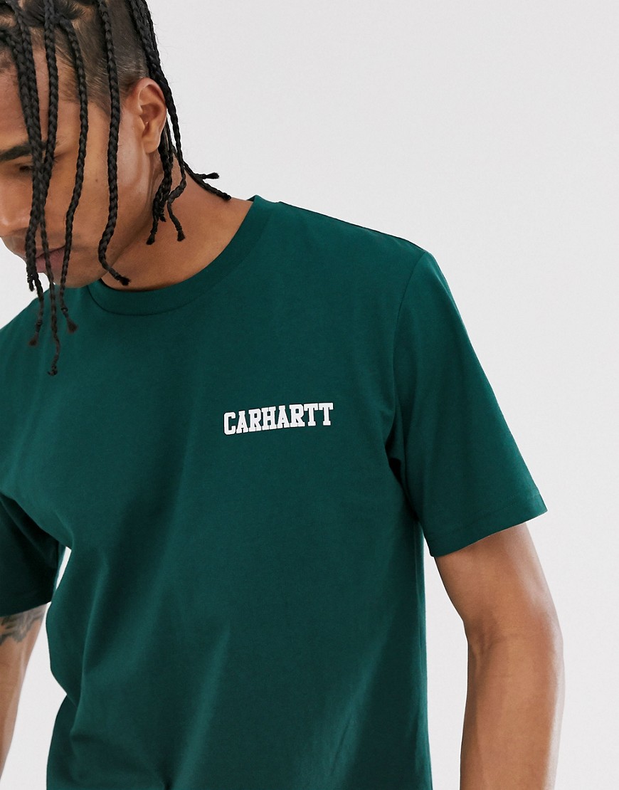 Carhartt WIP College script t-shirt in dark fir green