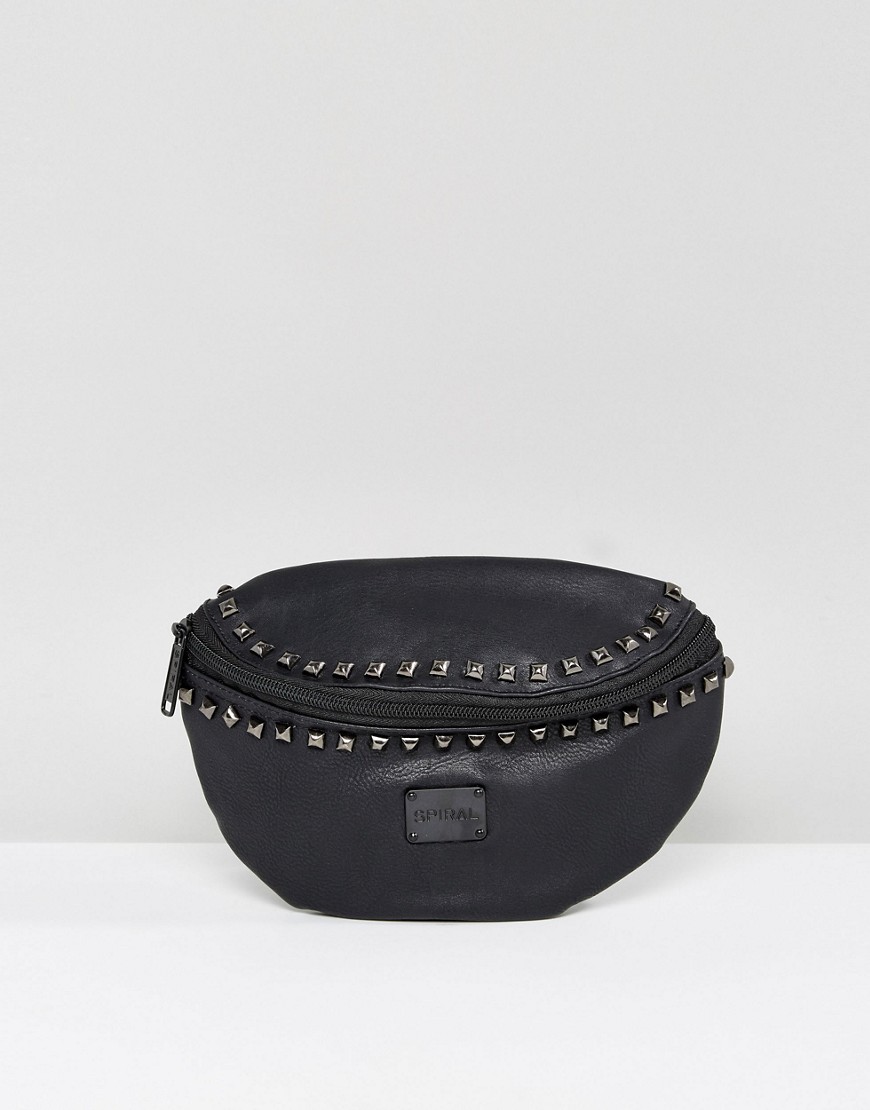 Spiral Bum Bag With Studs In Faux Leather