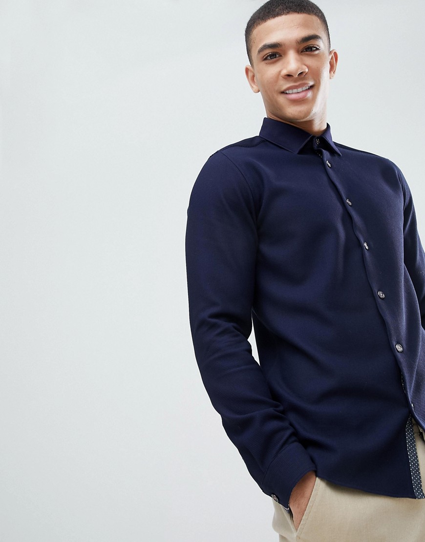 Ted Baker Shirt In Navy Jersey - Navy