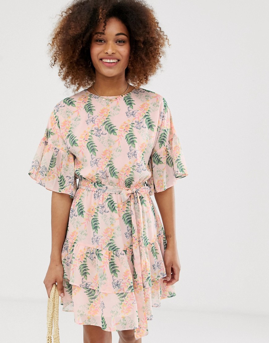 Gilli floral mini dress with ruffle sleeves