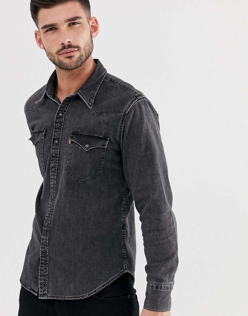 Levi's barstow western denim shirt in black worn wash