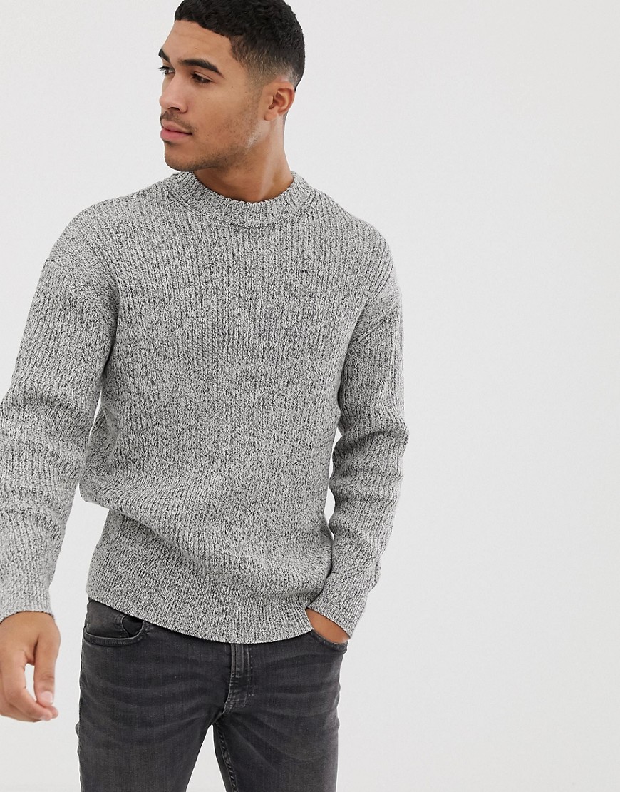 Bershka knitted jumper in grey