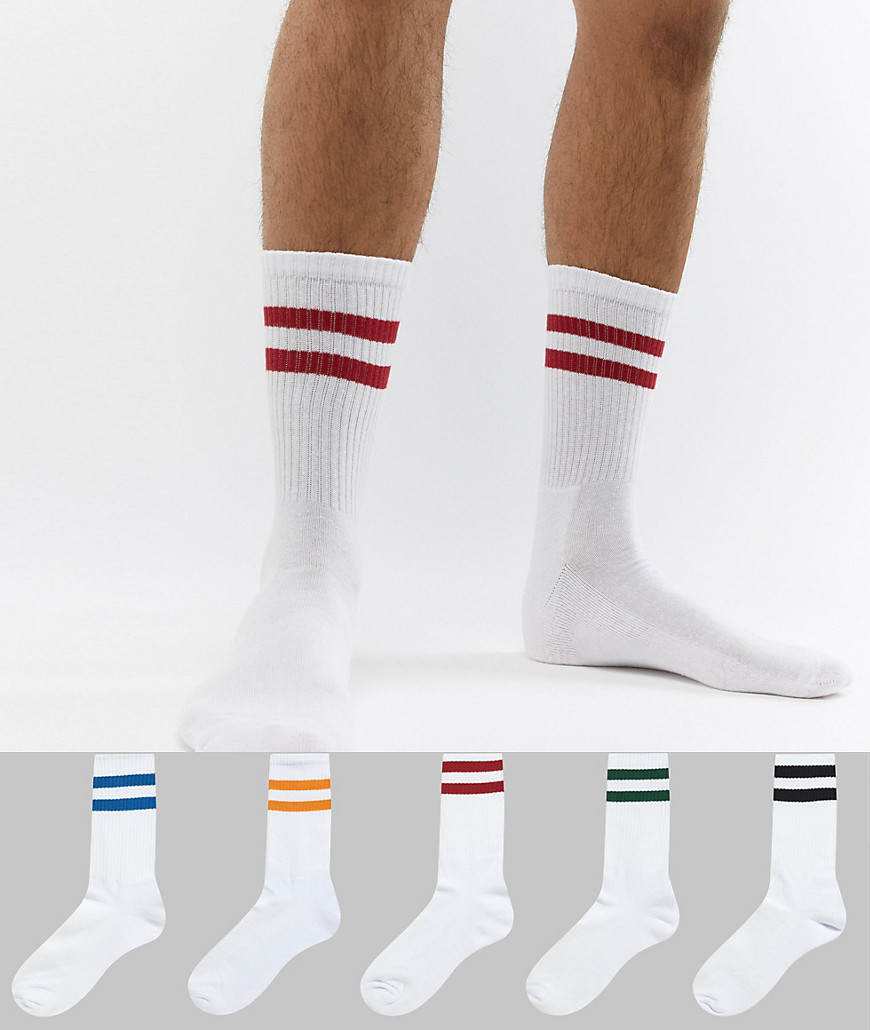 Набор из 5 пар носков с цветными полосками River Island - Белый 