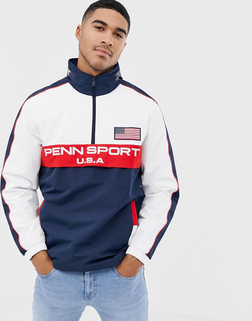 Penn Sport Overhead Jacket in Navy With Hidden Hood