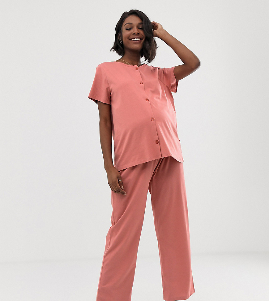 ASOS DESIGN Maternity button shirt and trouser set