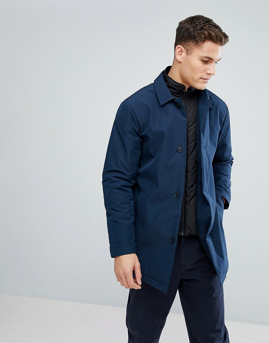 Common People Single Breasted Mac - Navy