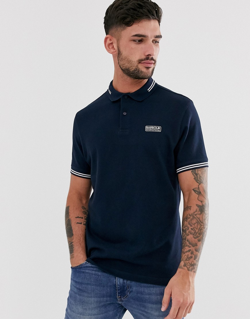 Barbour International essential tipped polo in navy