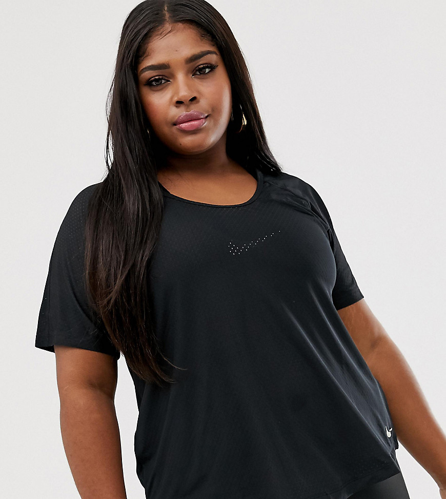 Nike Running Plus Cutout Back T-shirt In Black