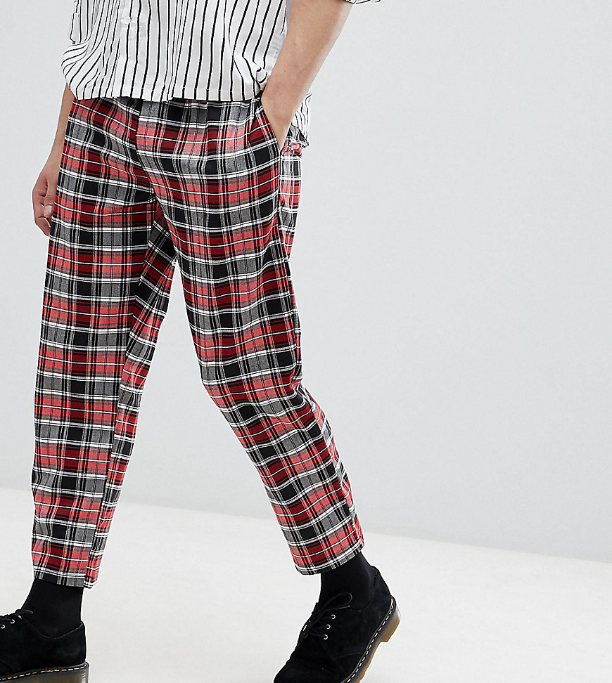 Milk It cropped trousers in check - Red