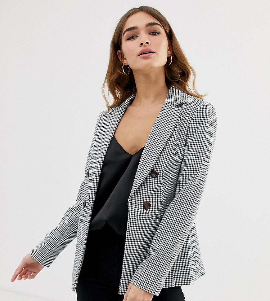Miss Selfridge Petite double breasted blazer in check