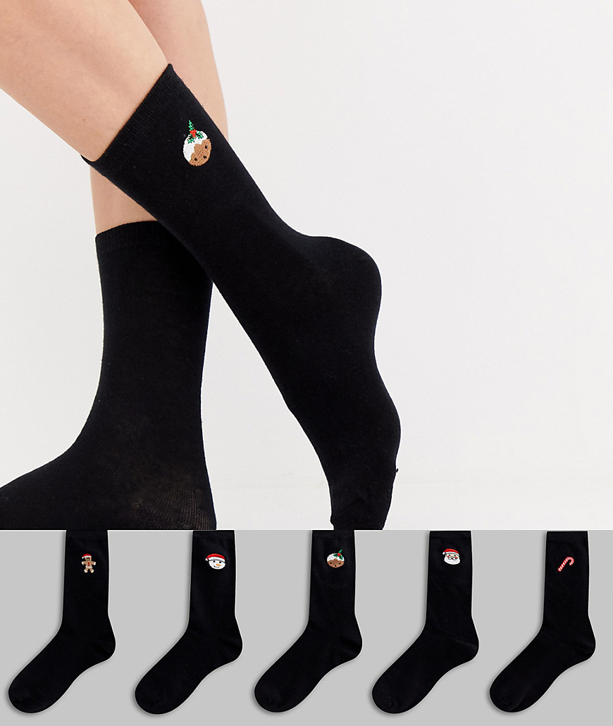 Brave Soul christmas 5 Pack Socks - 5x black/xmas