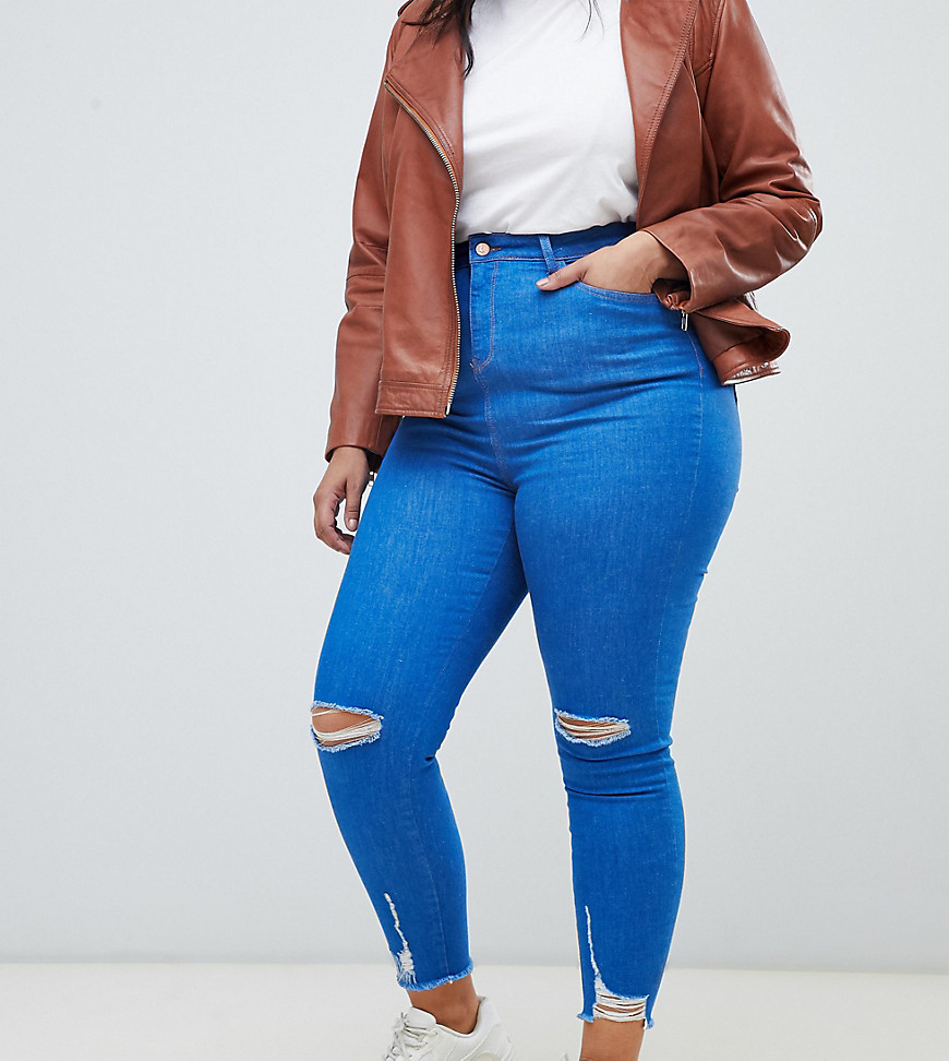 New Look Curve ripped knee jeans