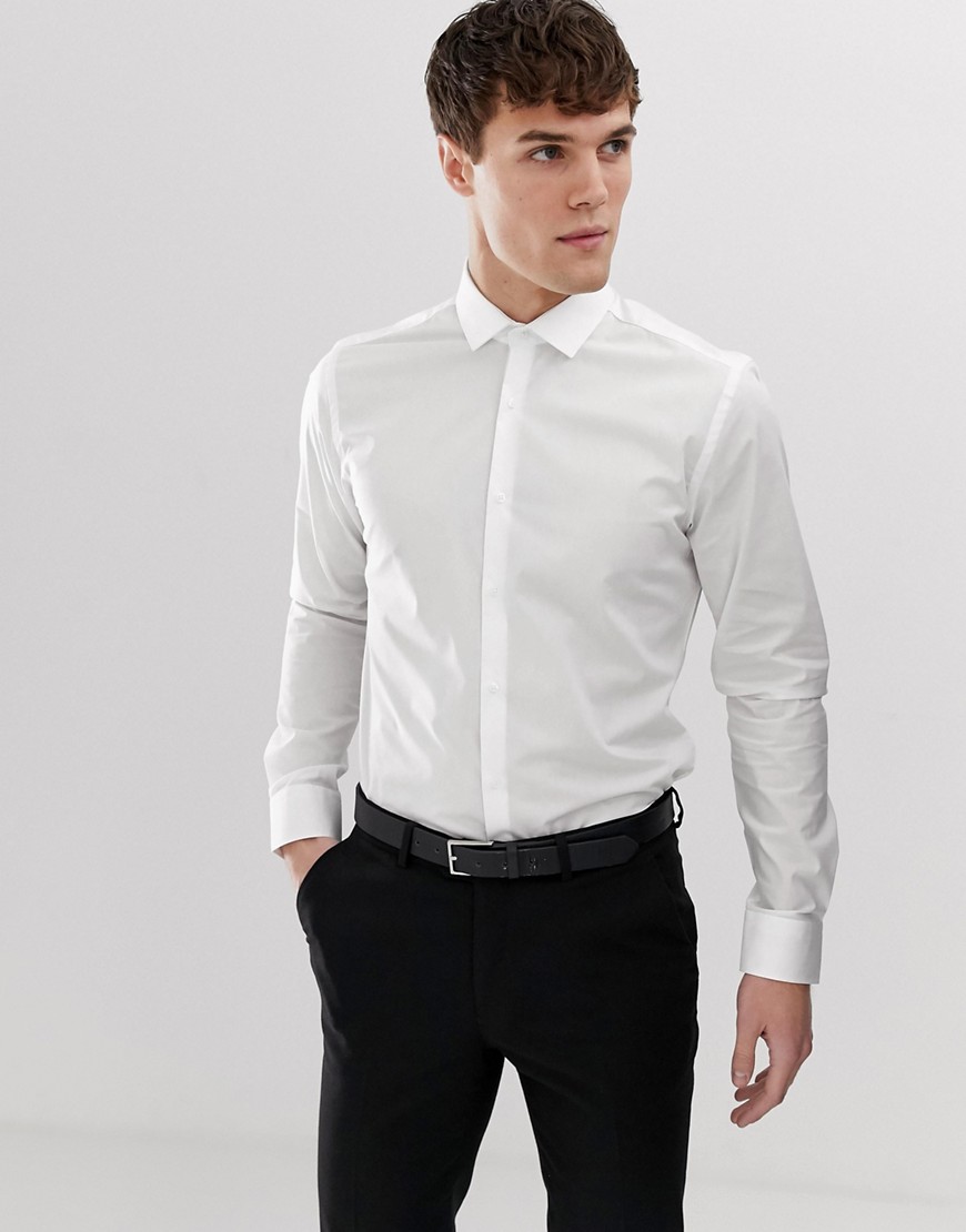 Moss London extra slim smart shirt in white with stretch