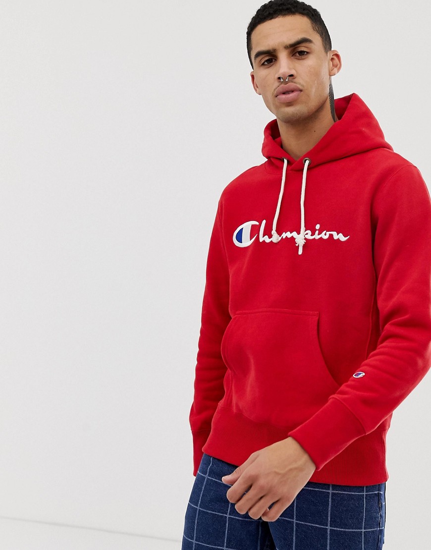 Champion hoodie with large logo in red