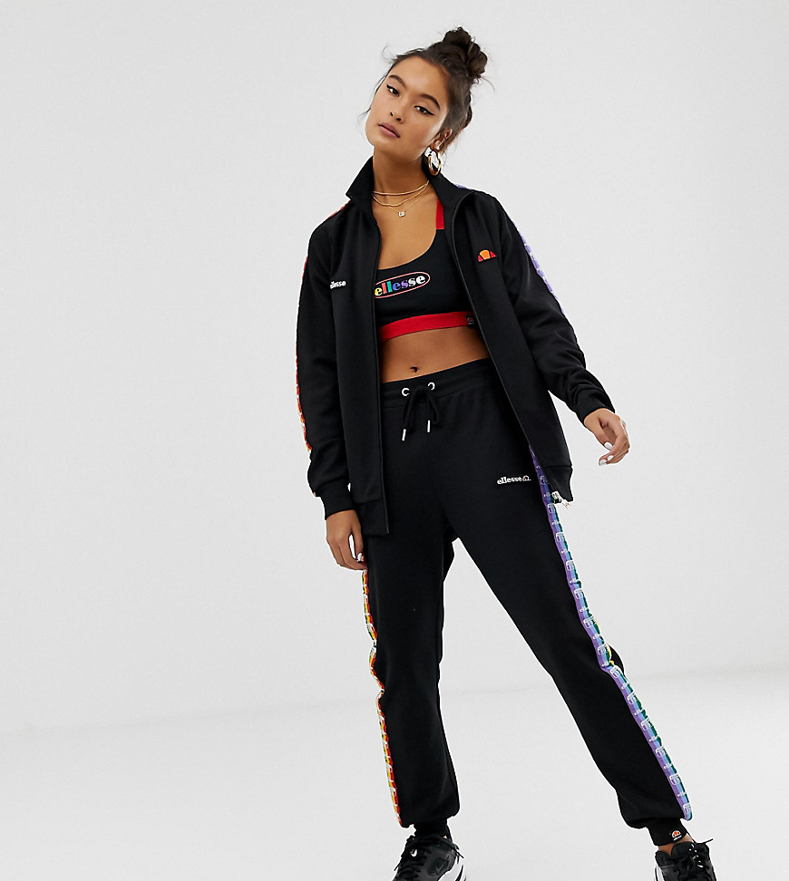 Ellesse tracksuit bottoms with rainbow logo taping co-ord exclusive to ASOS