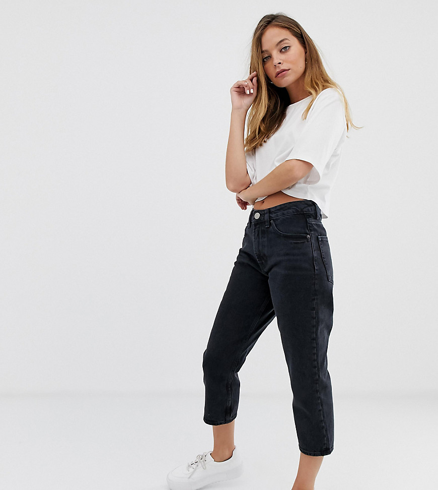 ASOS DESIGN Petite Florence authentic straight leg jeans in washed black - BLACK