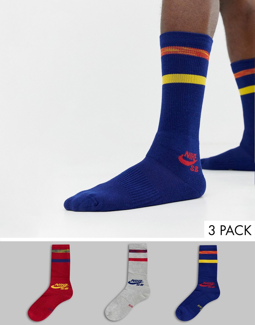 Nike SB 3 Pack Crew Socks In Multi SX5760-913