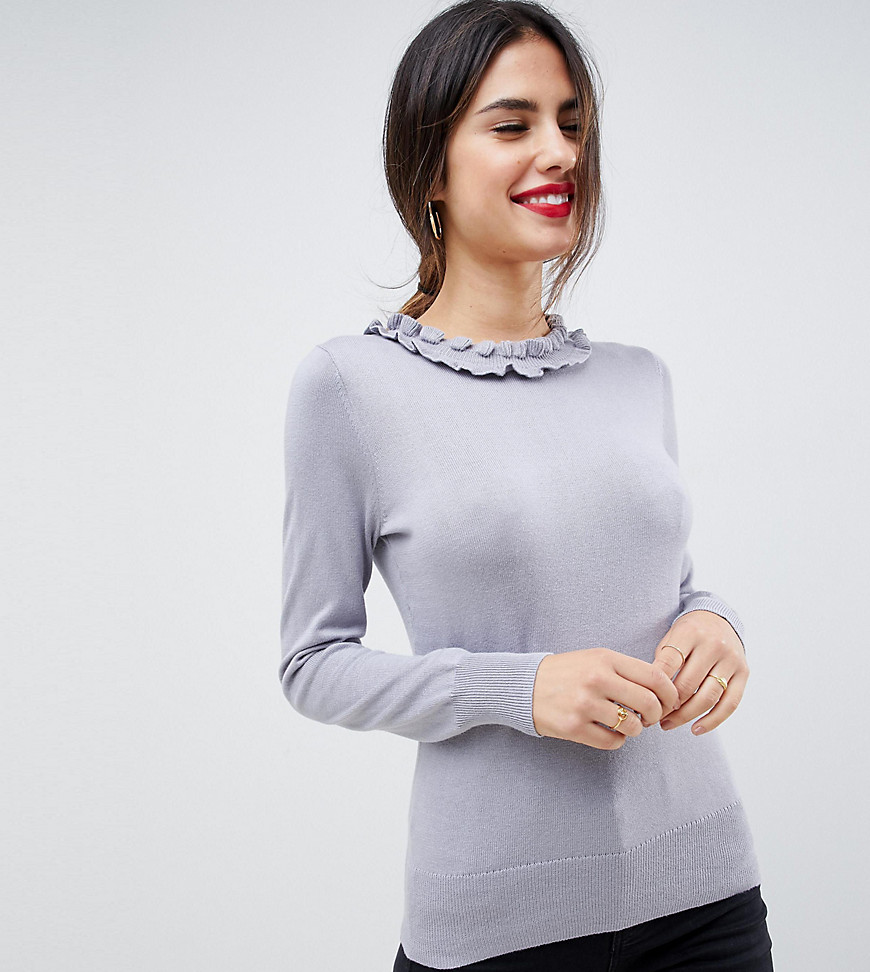 Oasis jumper with frill neck in grey