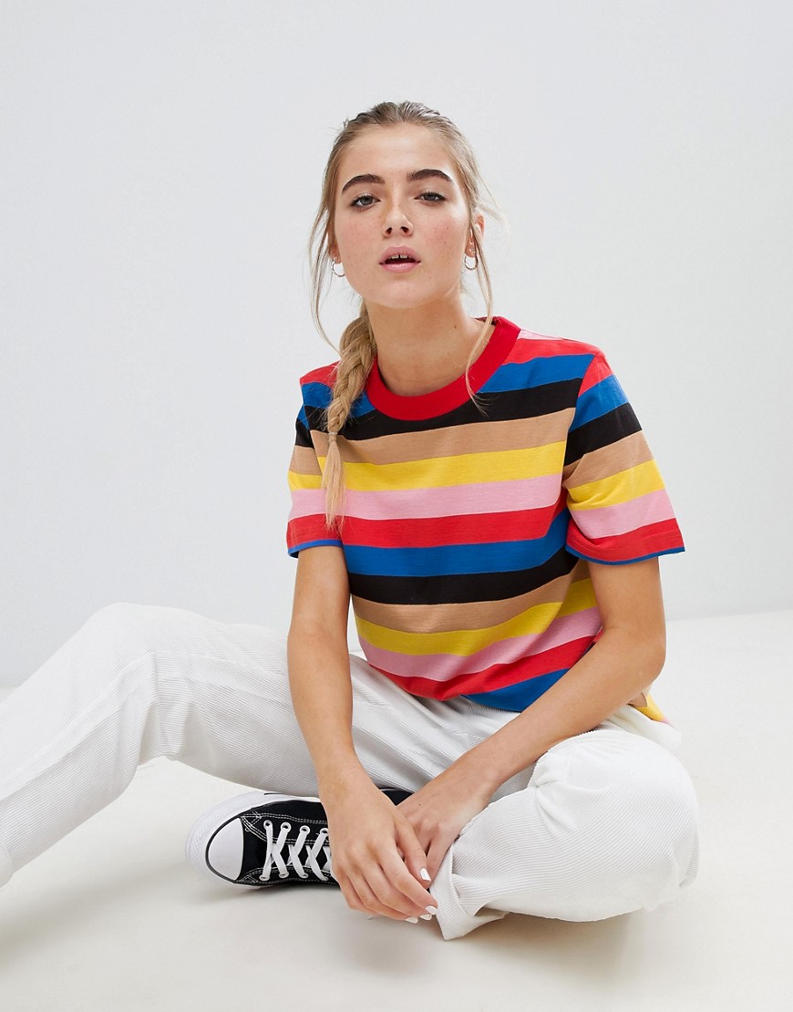 Daisy Street relaxed t-shirt in bold rainbow stripe