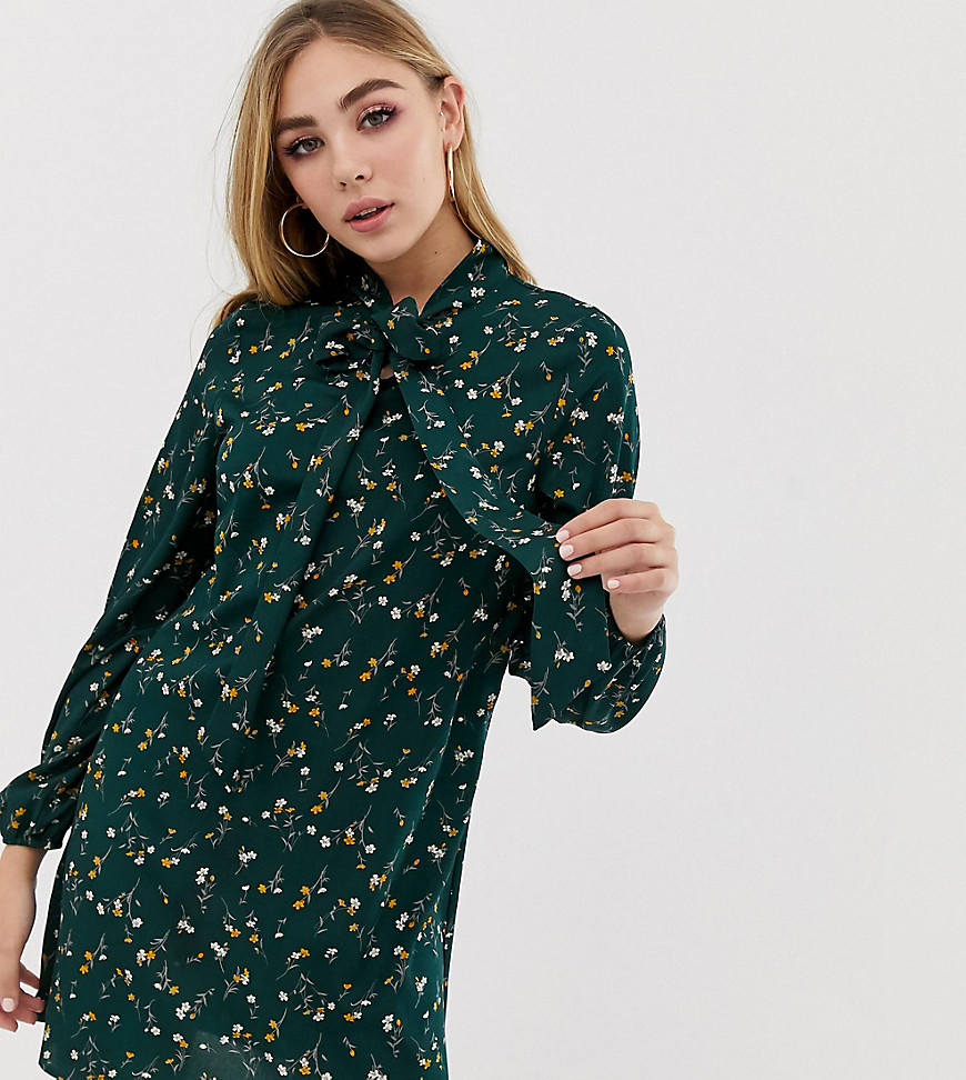 Fashion Union pussybow shirt dress in floral