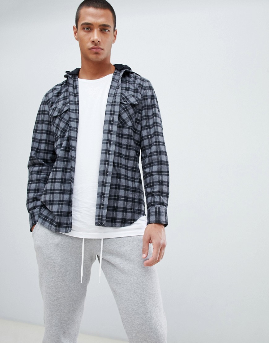 Hype shirt in grey check with hood