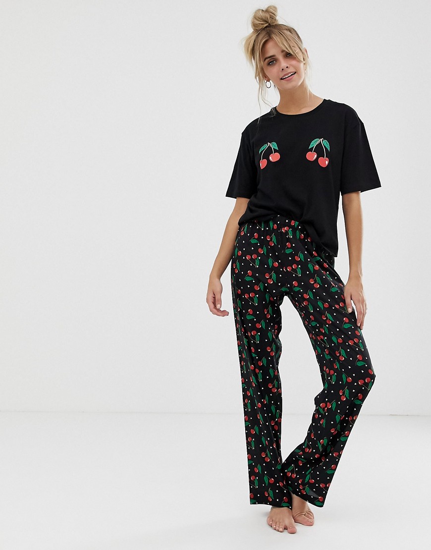 ASOS DESIGN mix & match cherry pyjama traditional trouser