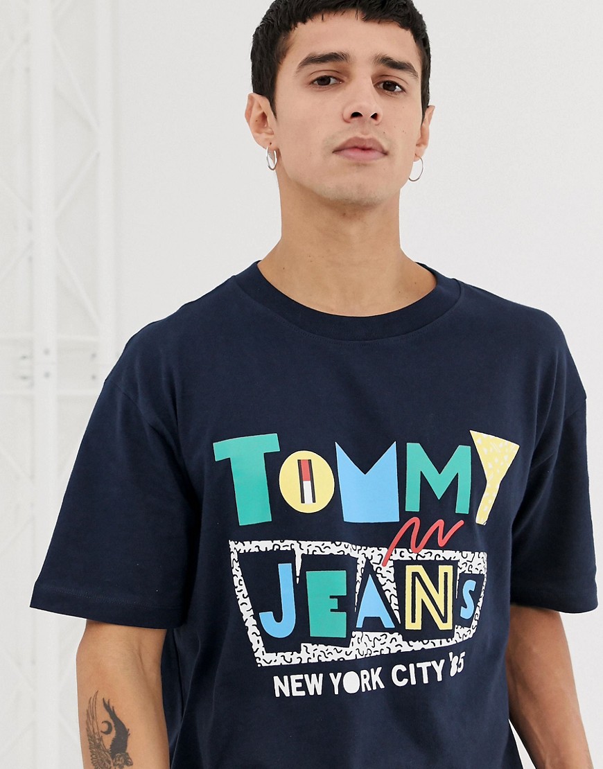 Tommy Jeans t-shirt with retro chest print in navy