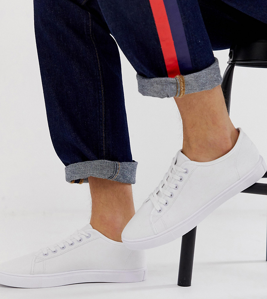 ASOS DESIGN Wide Fit trainers in white canvas