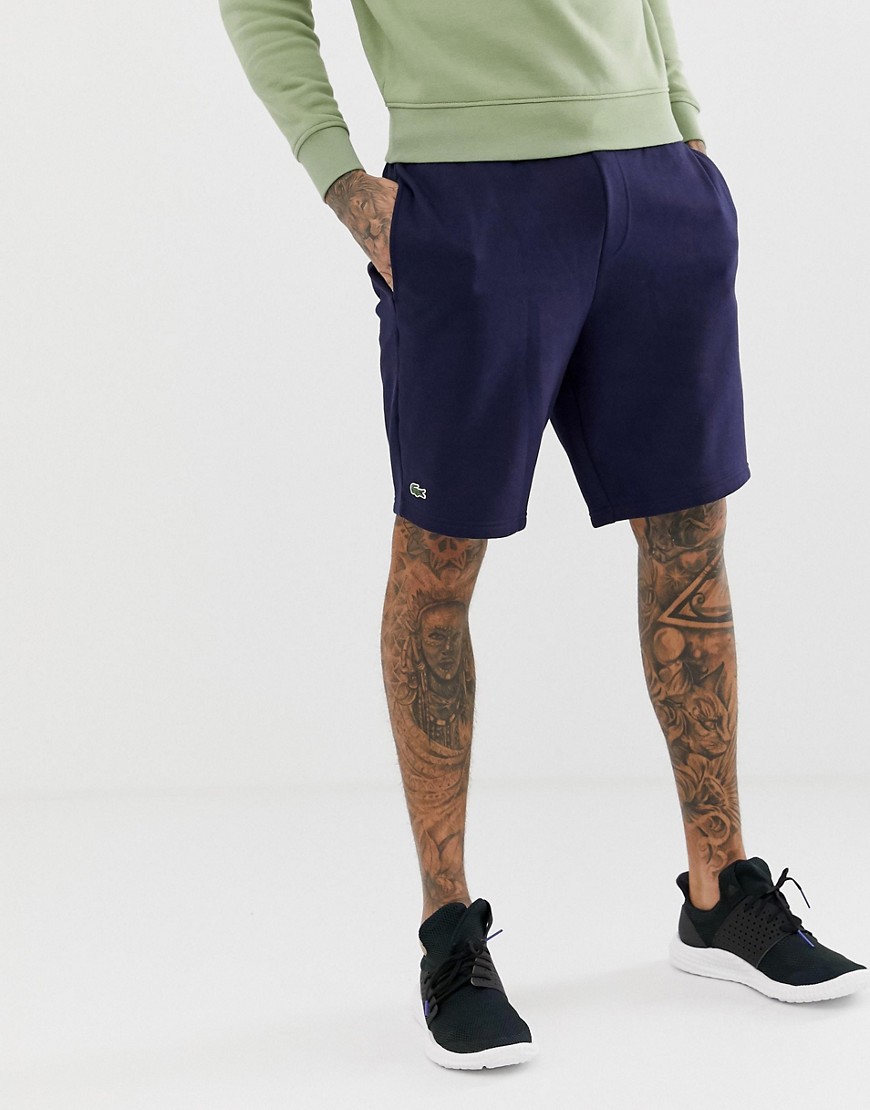 Lacoste Sport logo jersey sweat shorts in navy