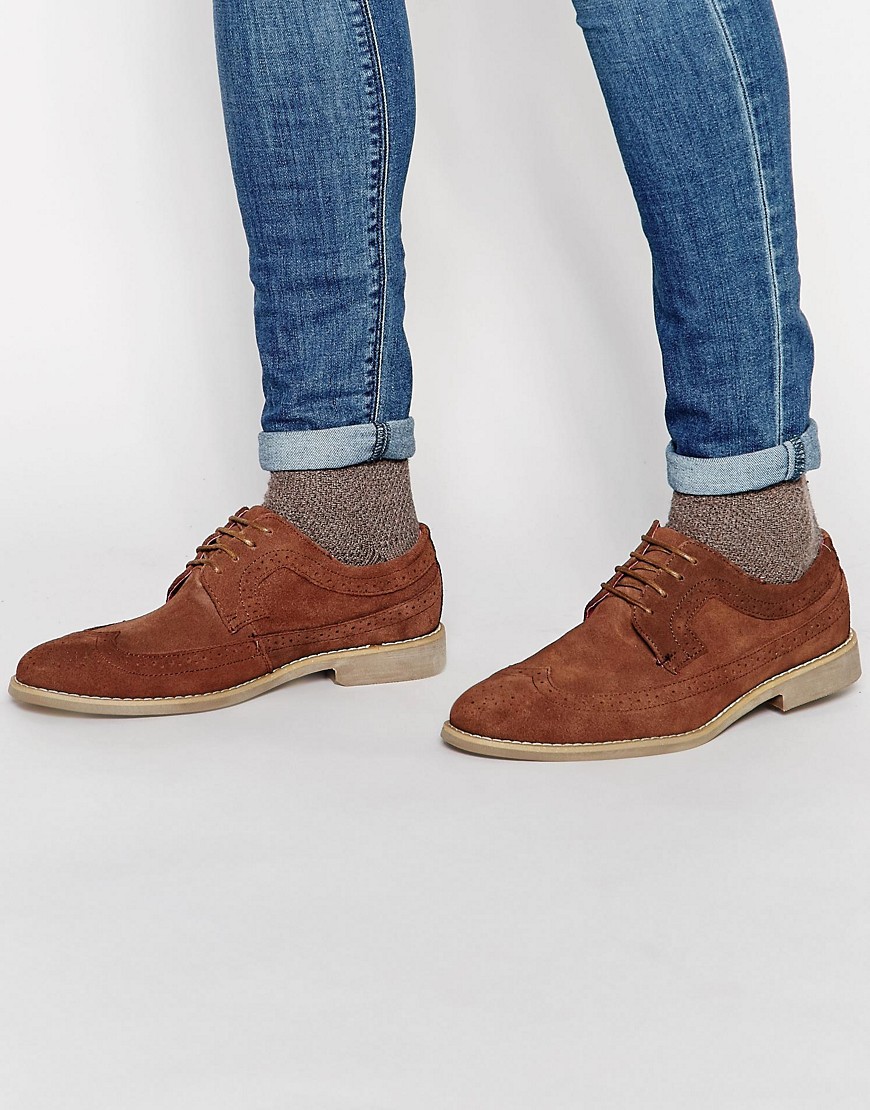 Front Suede Brogues In Brown