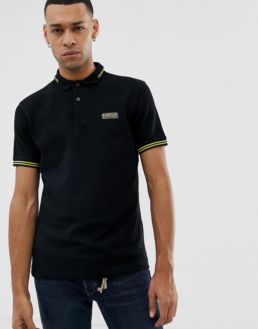 Barbour International Essential tipped logo polo in black