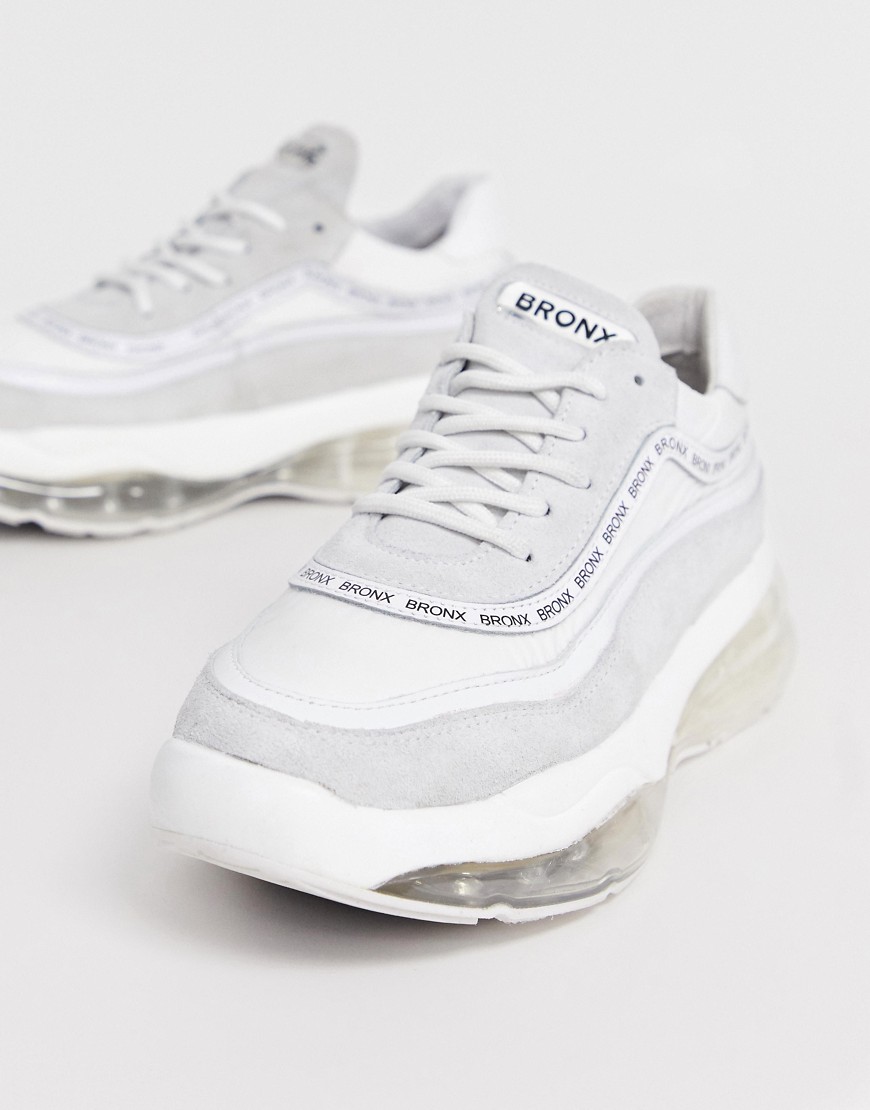 Bronx Bubbly white & grey suede bubble sole trainers