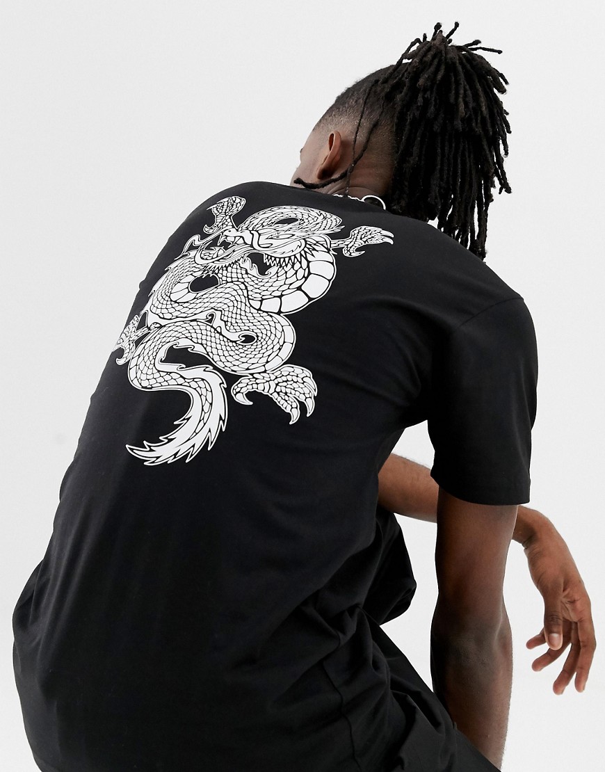 Vans t-shirt with dragon back print in black VN0A3HXTBLK1