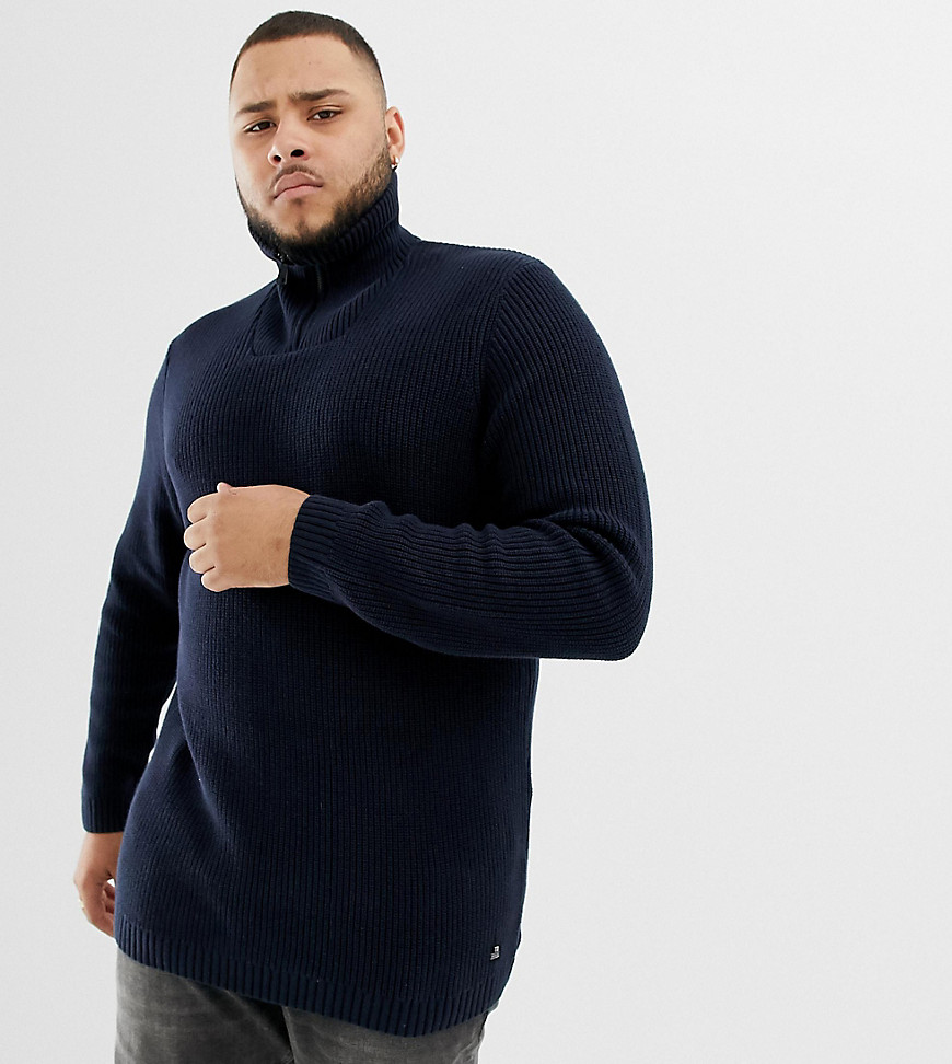 Tom Tailor Plus knitted funnel neck chunky jumper in navy