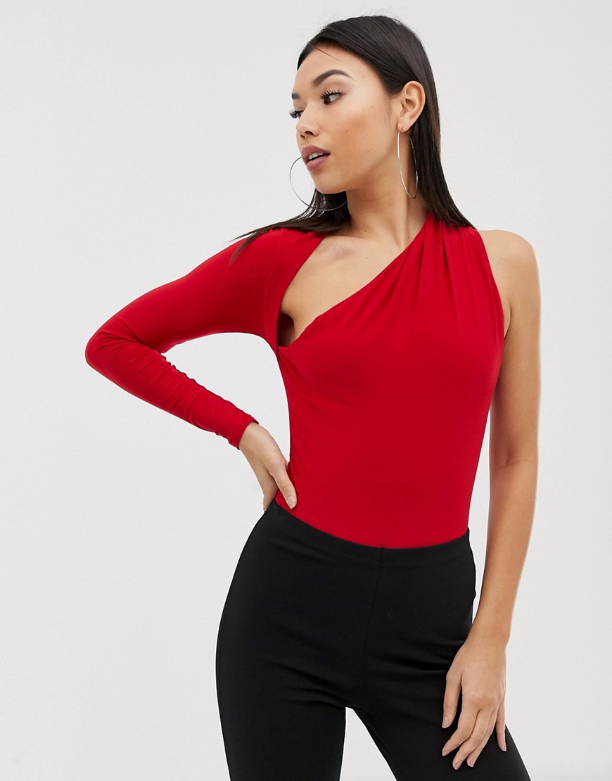 Club L London one shoulder body in red