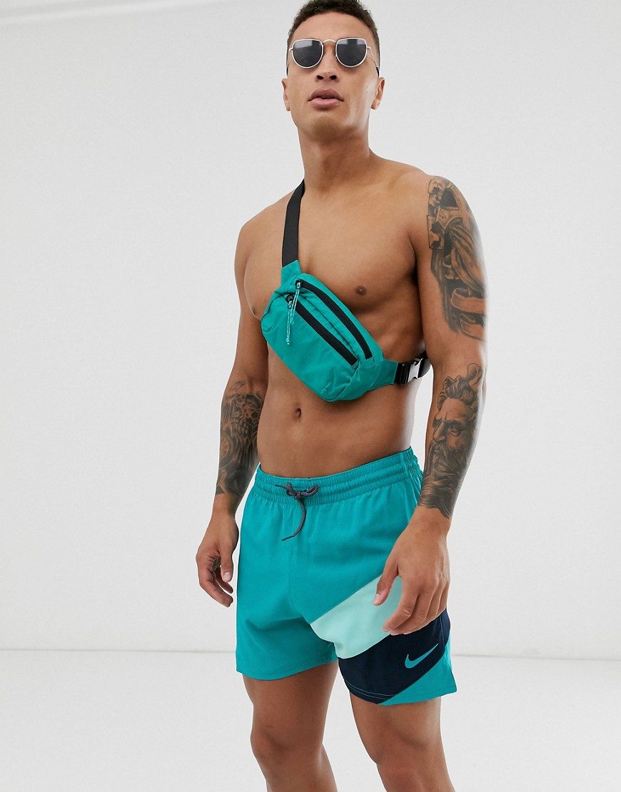 Nike Swim colour block swim shorts in teal