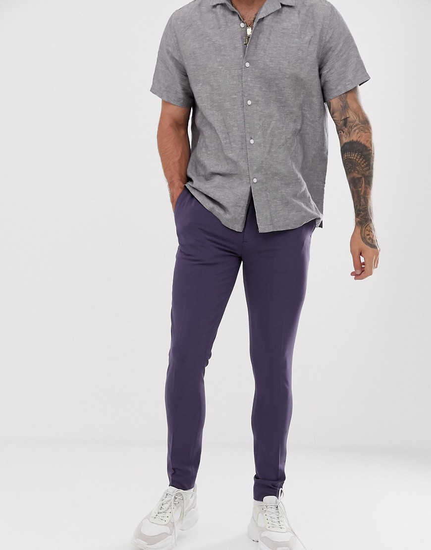 ASOS DESIGN super skinny smart trousers in slate blue