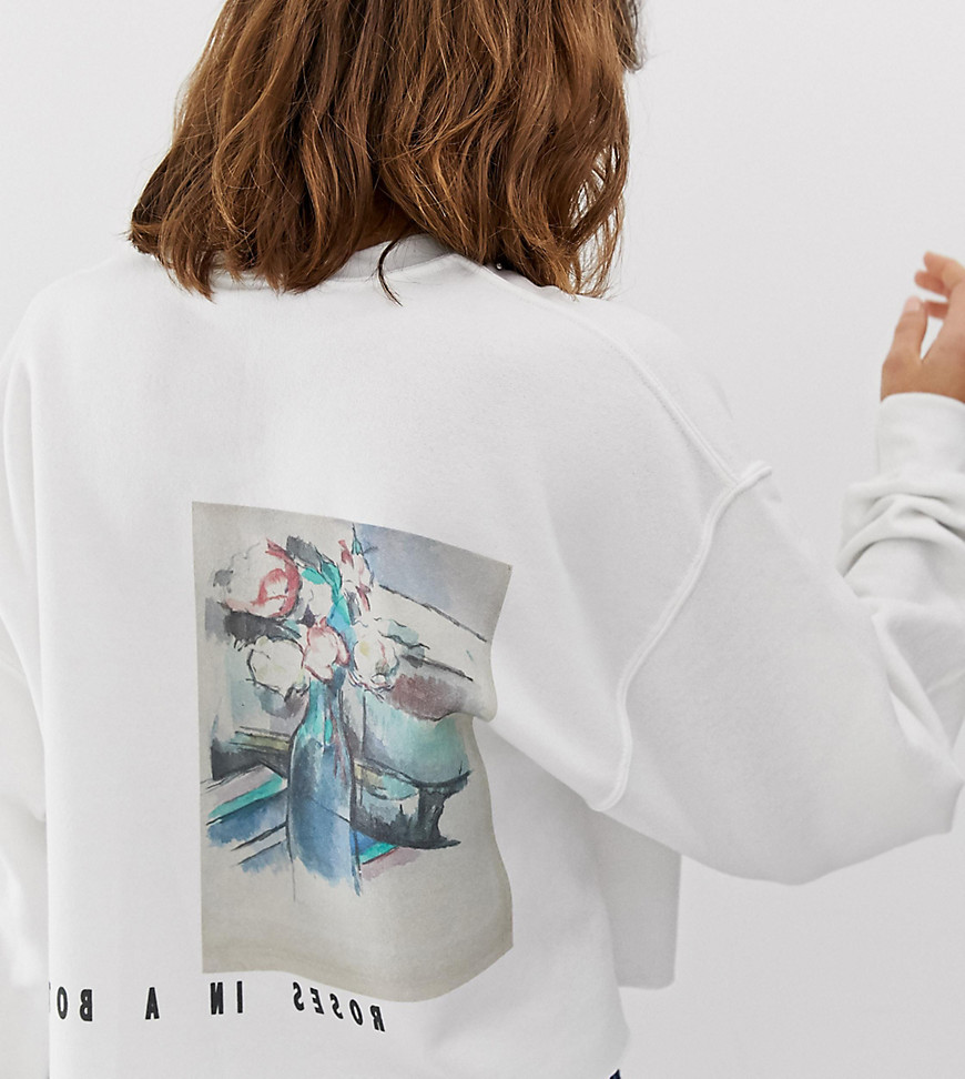 Reclaimed Vintage inspired cropped oversized sweat with art print