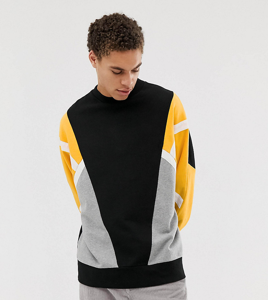 COLLUSION regular fit colour blocked sweatshirt with print in black