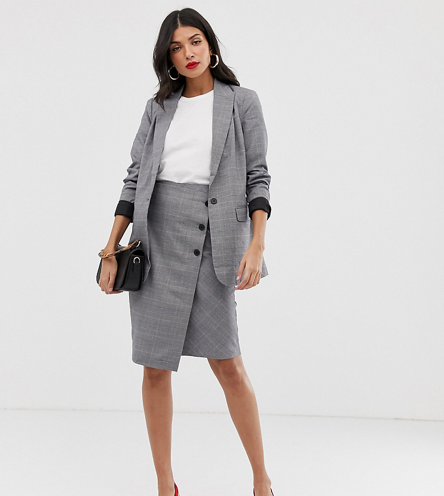 Y.A.S Tall Thesis check co-ord wrap skirt