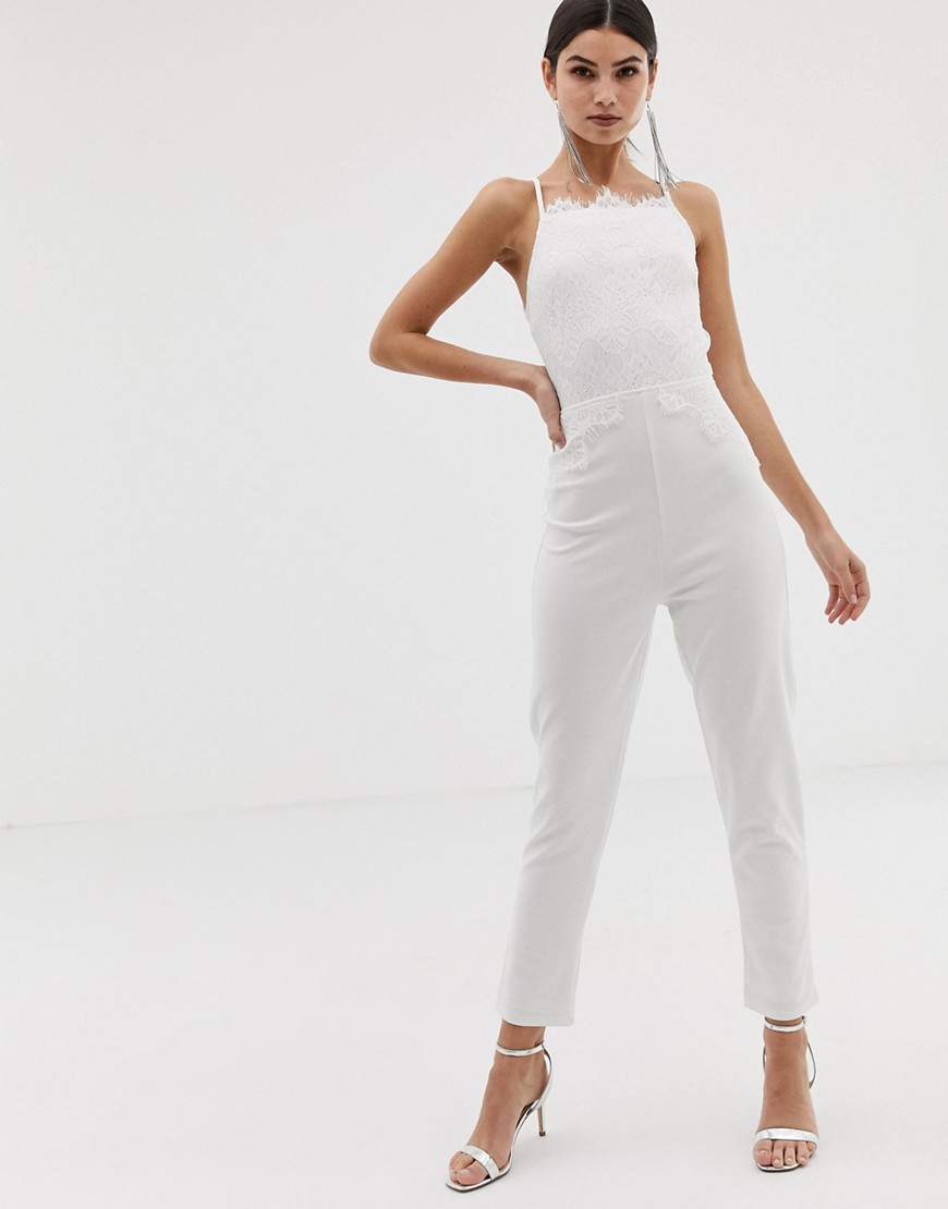 Girl In Mind lace top square neck jumpsuit